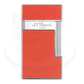 S.T. Dupont slimmy torch lighter with coral lacquer and chrome accents seen from the front