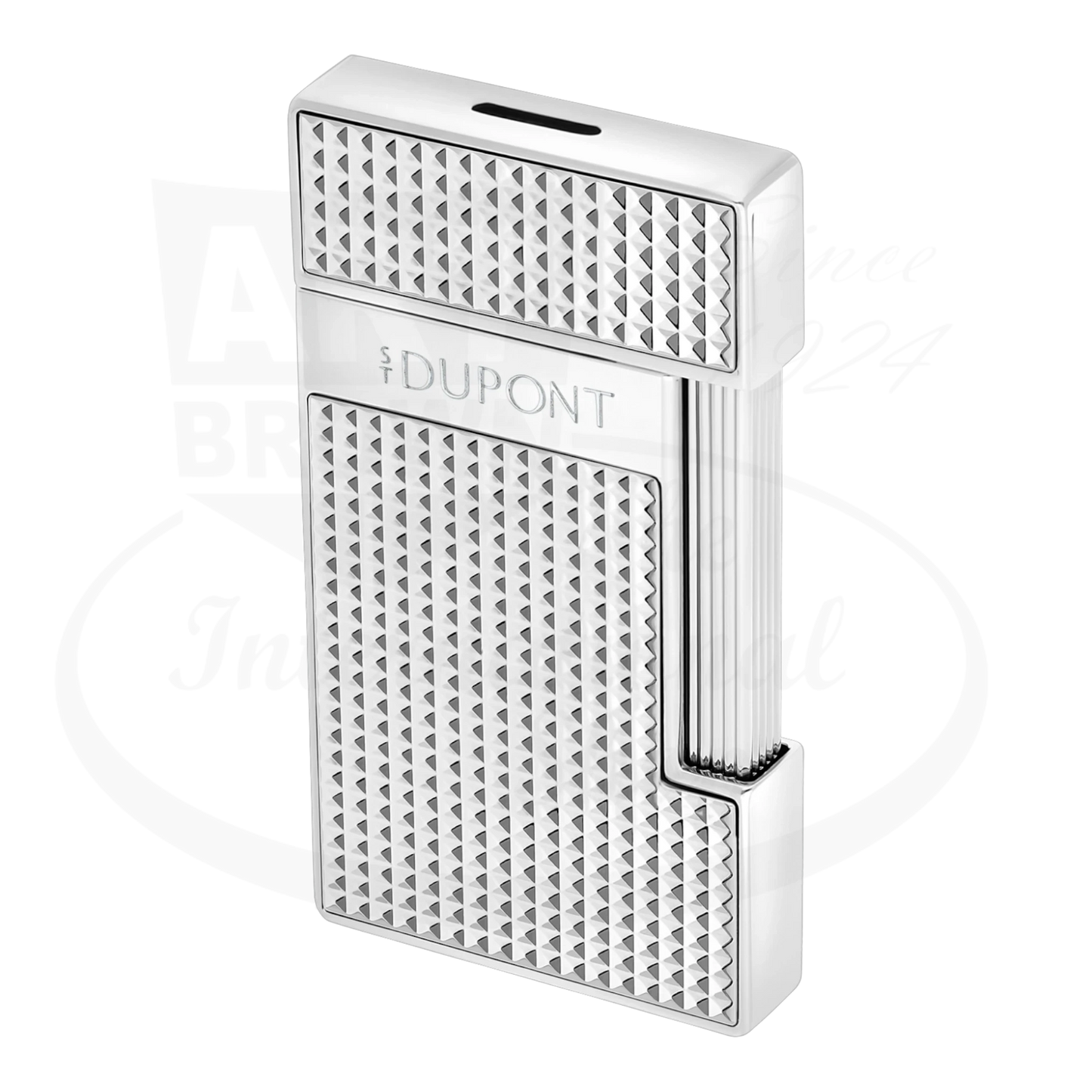 S.T. Dupont Slimmy Chrome Diamond Head Lighter 028120 silver chrome metal with textured geometric pattern