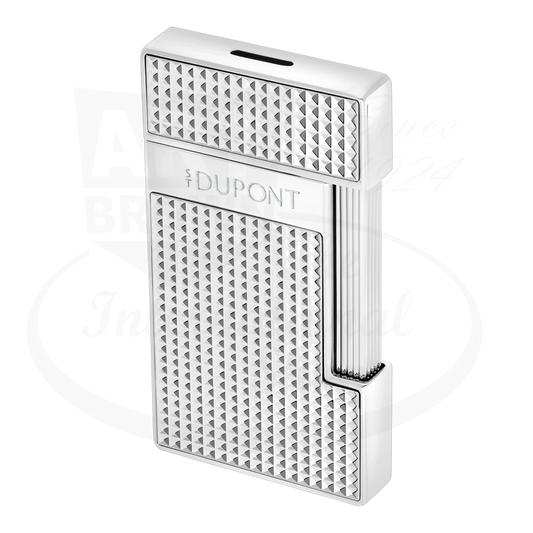 S.T. Dupont Slimmy Chrome Diamond Head Lighter 028120 silver chrome metal with textured geometric pattern