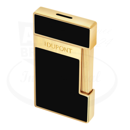 S.T. Dupont Slimmy Black Lacquer & Gold Lighter 028222 metal body black lacquer and gold finish slim design