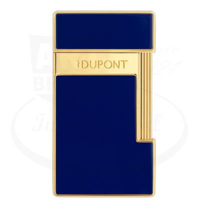 S.T. Dupont Slimmy 028225 lacquer and gold slim rectangular blue and gold luxury lighter