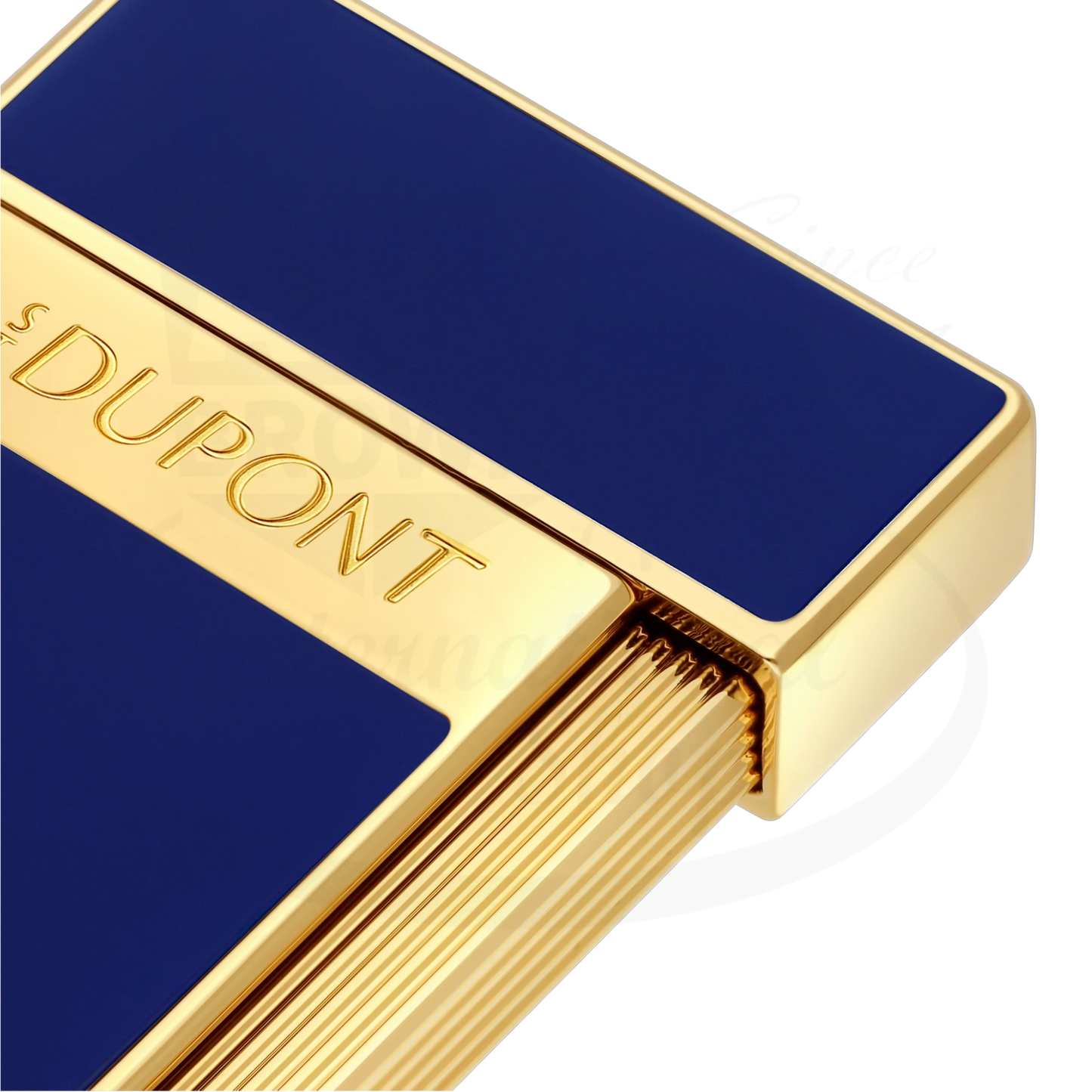 S.T. Dupont Slimmy 028225 lacquer and gold metal lighter with blue panels and engraved brand name