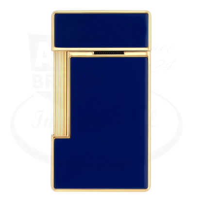 S.T. Dupont Slimmy 028225 lighter blue lacquer and gold slim rectangular metal design