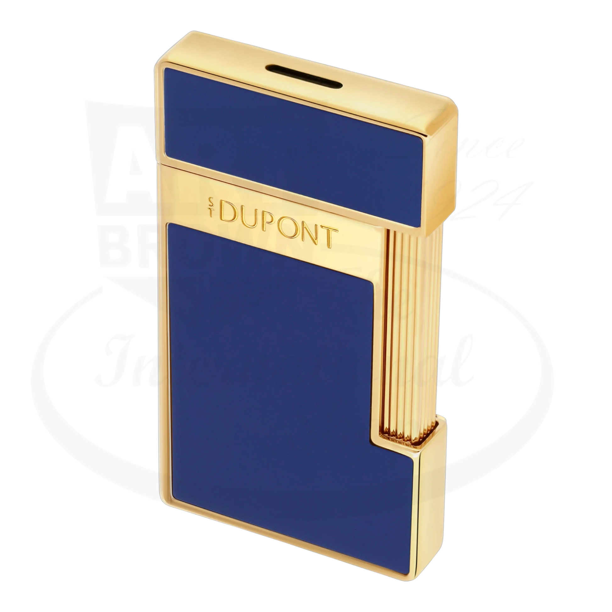 S.T. Dupont Slimmy Blue Lacquer Gold lighter 028225 rectangular slim design with glossy blue and gold finish