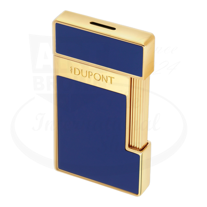 S.T. Dupont Slimmy Blue Lacquer Gold lighter 028225 rectangular slim design with glossy blue and gold finish