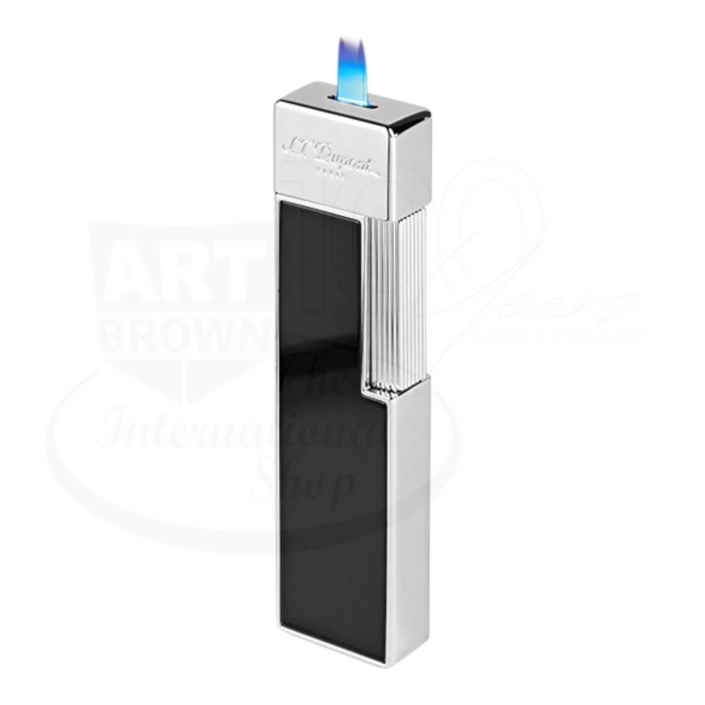 S.T. Dupont Twiggy Chrome & Shiny Black Lacquer Lighter, 030001