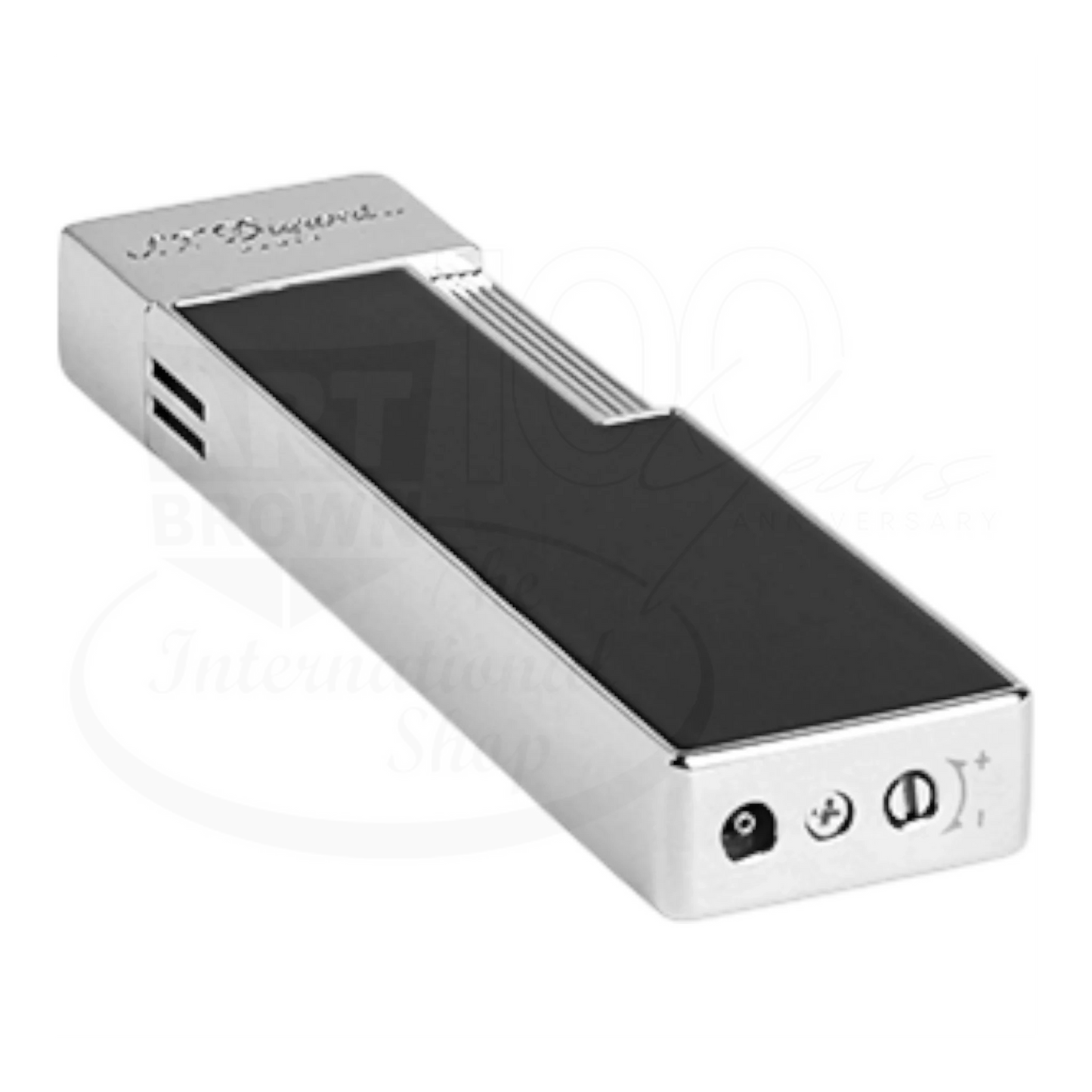 S.T. Dupont Twiggy Chrome & Shiny Black Lacquer Lighter, 030001
