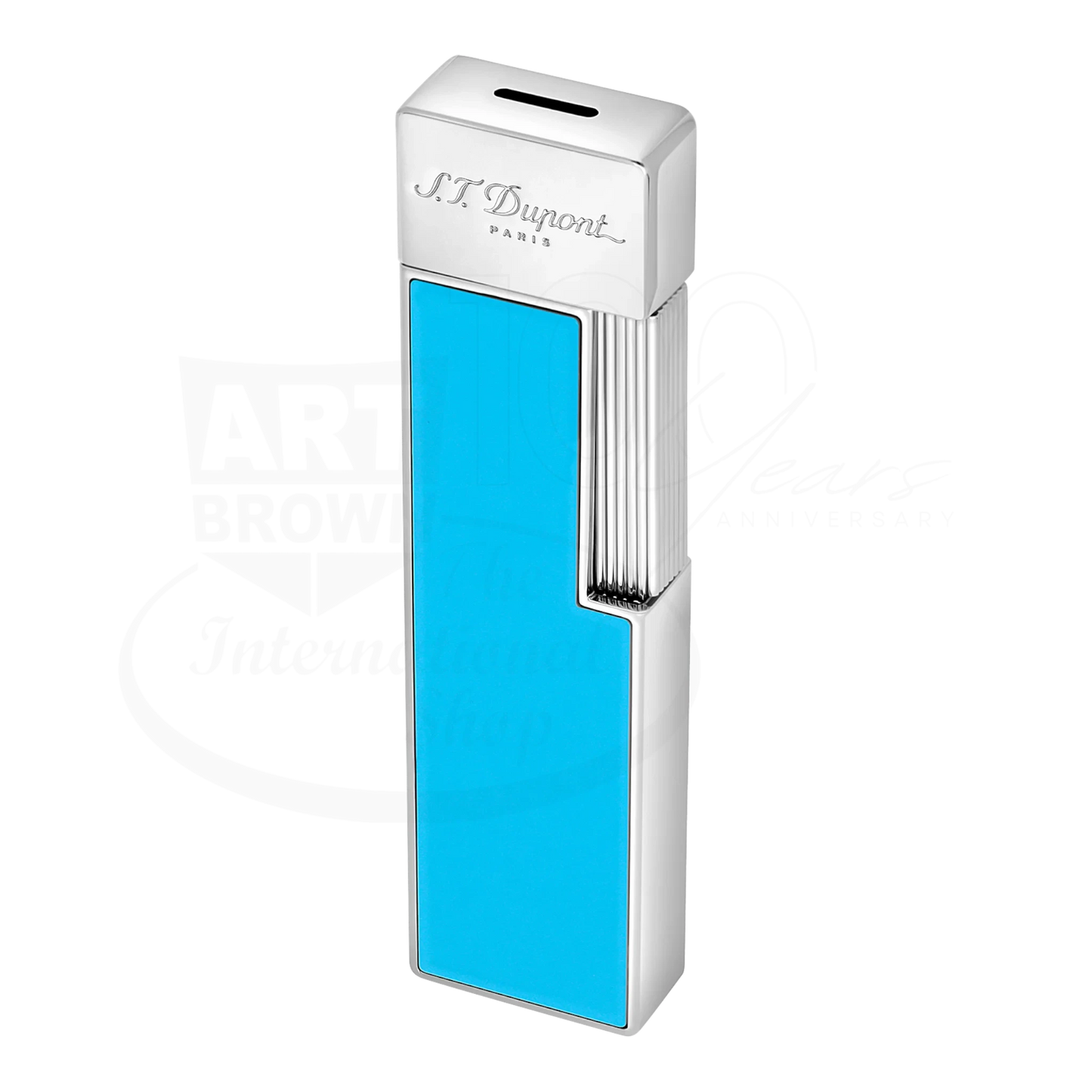 S.T. Dupont Twiggy Shiny Light Blue Lacquer & Chrome Lighter, 030007