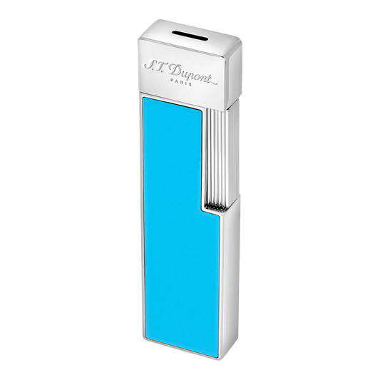 S.T. Dupont Twiggy Shiny Light Blue Lacquer & Chrome Lighter, 030007