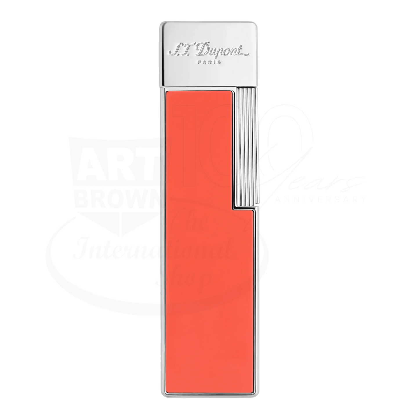 S.T. Dupont Twiggy Shiny Coral Lacquer & Chrome Lighter, 030011