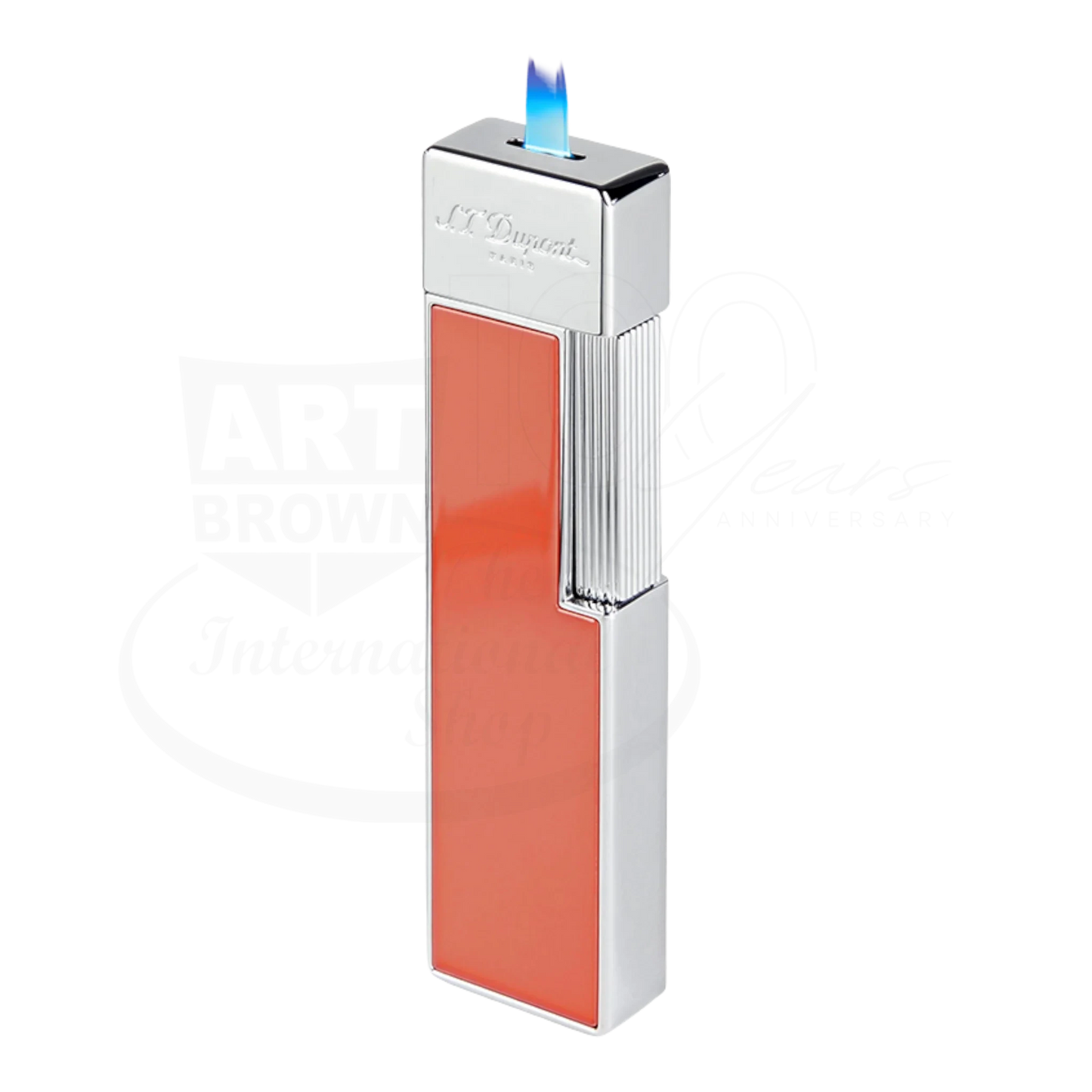 S.T. Dupont Twiggy Shiny Coral Lacquer & Chrome Lighter, 030011