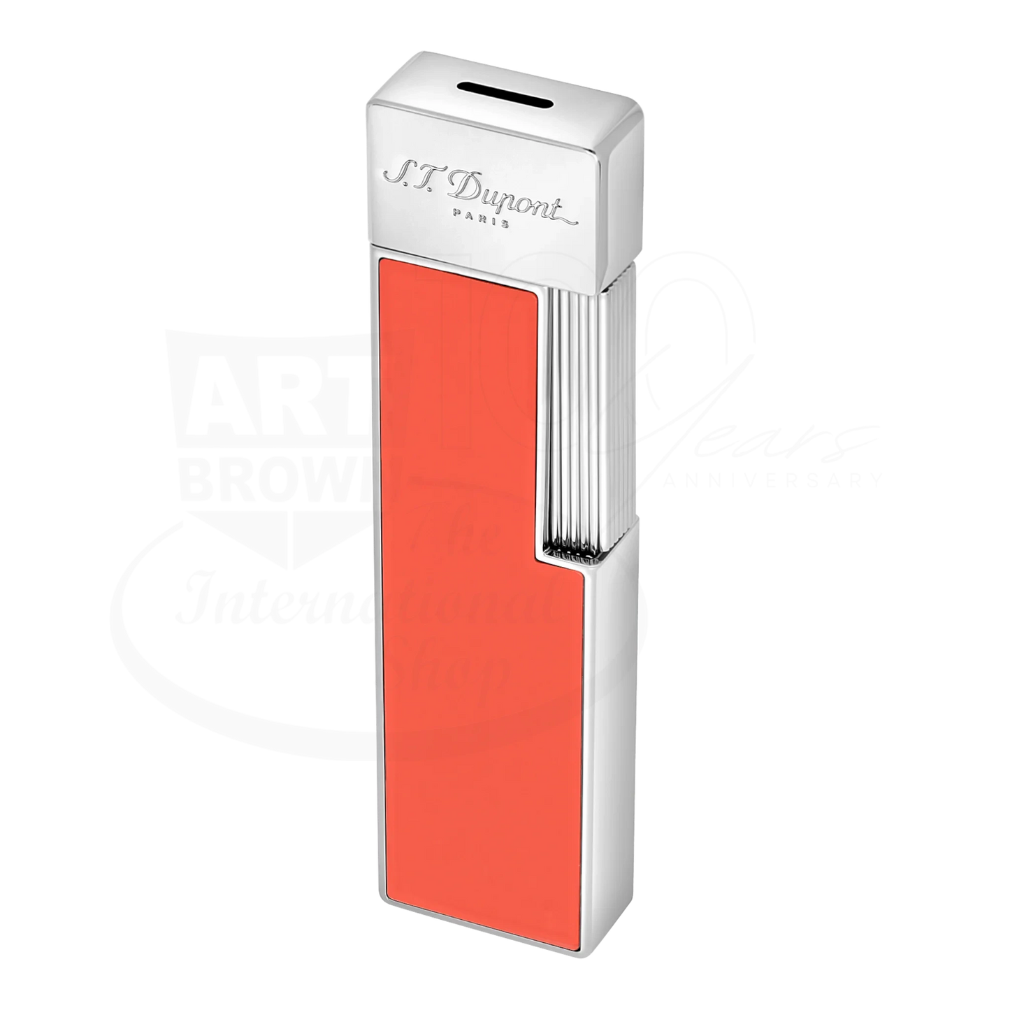 S.T. Dupont Twiggy Shiny Coral Lacquer & Chrome Lighter, 030011