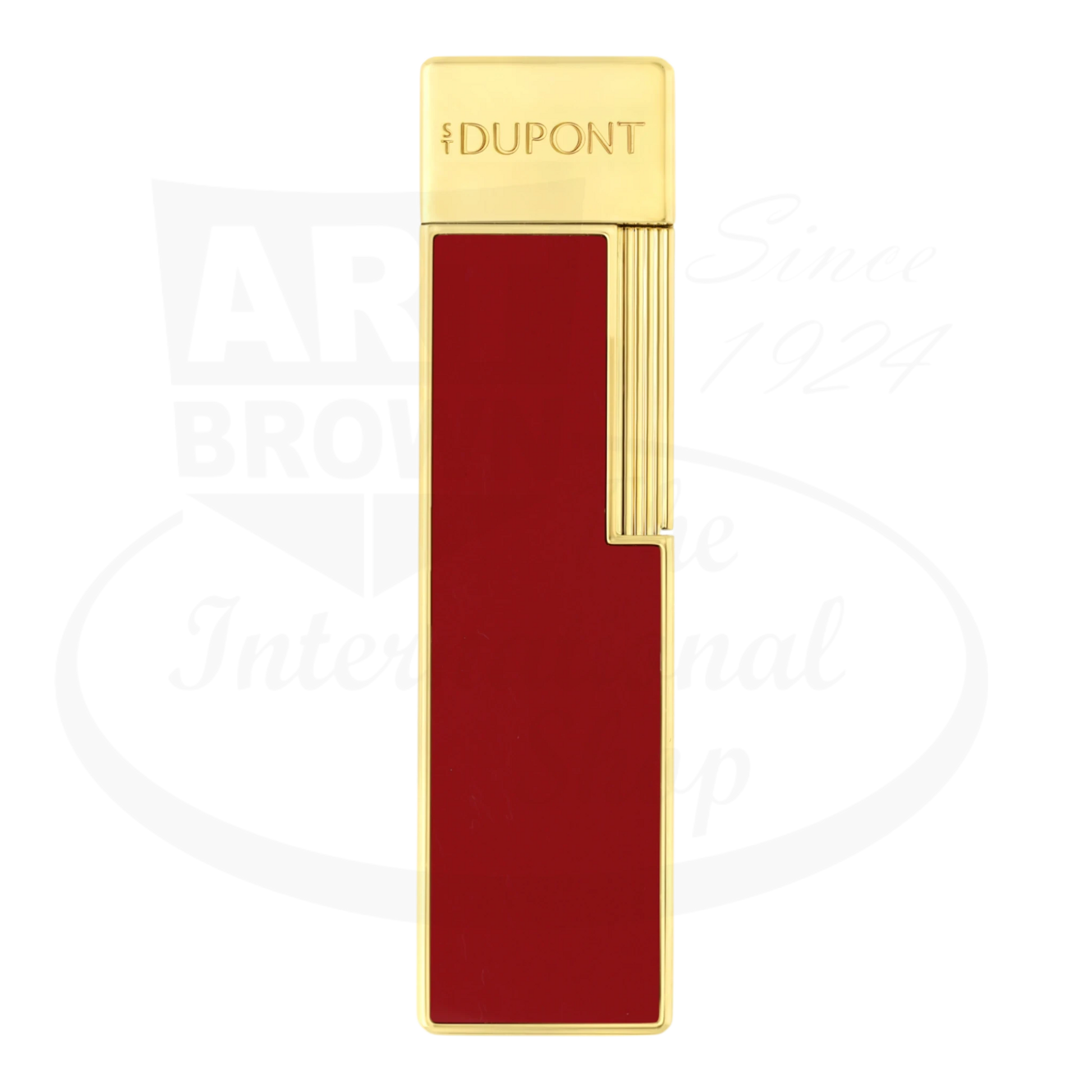 S.T. Dupont Twiggy Red Lacquer & Gold Lighter 030030, metal lacquer, slim rectangular red and gold design