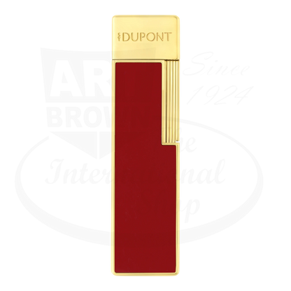 S.T. Dupont Twiggy Red Lacquer & Gold Lighter 030030, metal lacquer, slim rectangular red and gold design