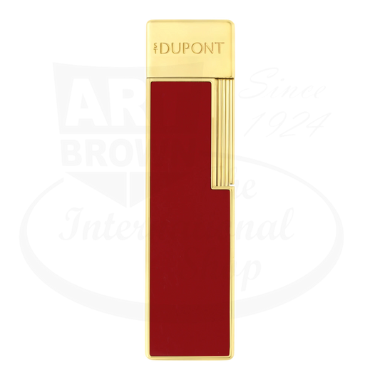 S.T. Dupont Twiggy Red Lacquer & Gold Lighter 030030, metal lacquer, slim rectangular red and gold design