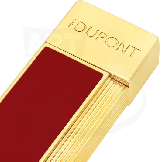 S.T. Dupont Twiggy Red Lacquer & Gold Lighter 030030 metal slim rectangular design high gloss finish