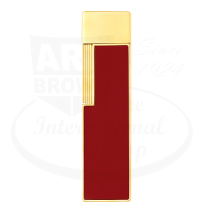 S.T. Dupont Twiggy Red Lacquer & Gold Lighter 030030 metal slim rectangular high-gloss red lacquer with gold accents