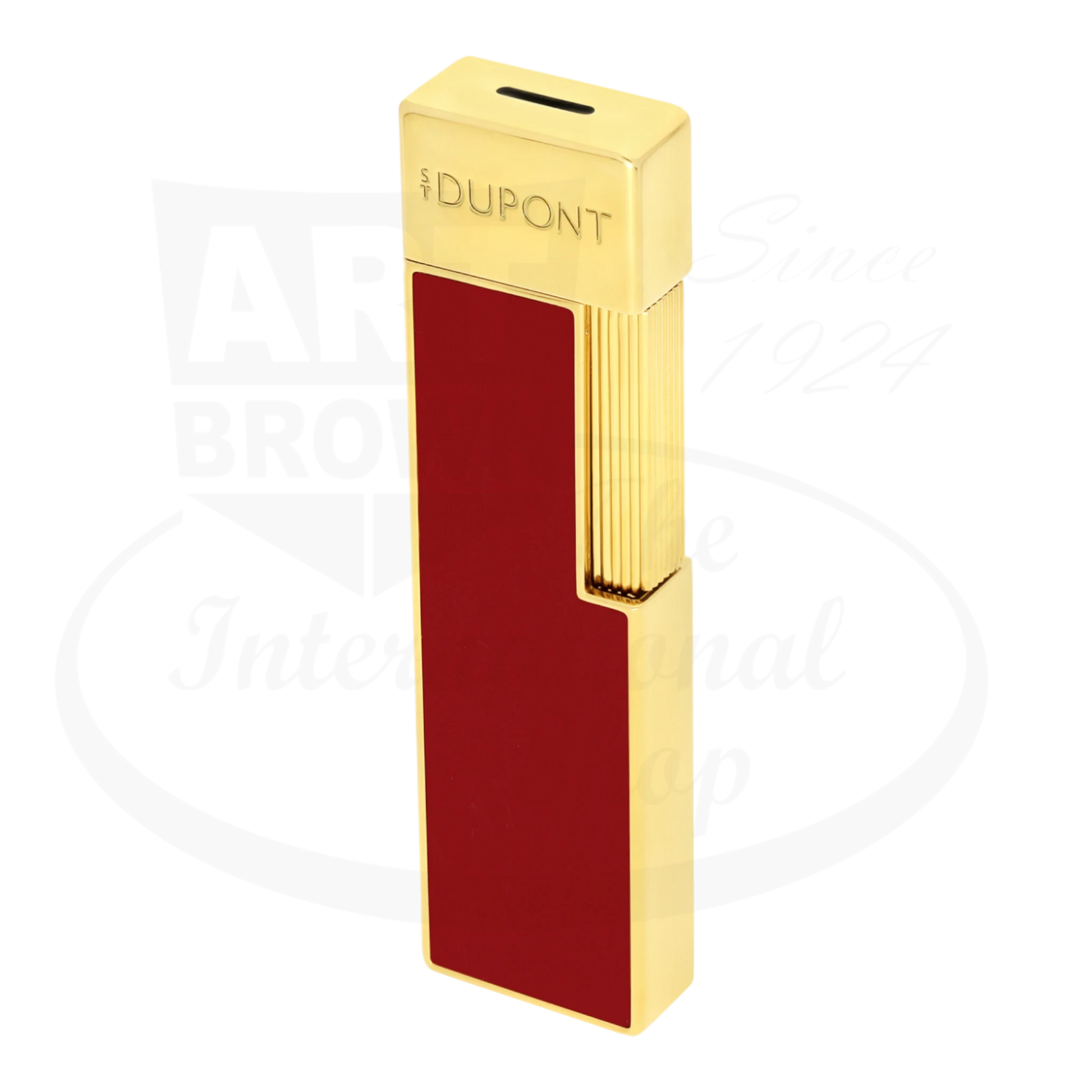 S.T. Dupont Twiggy Red Lacquer & Gold Lighter 030030 metal slim rectangular red lacquer gold accents