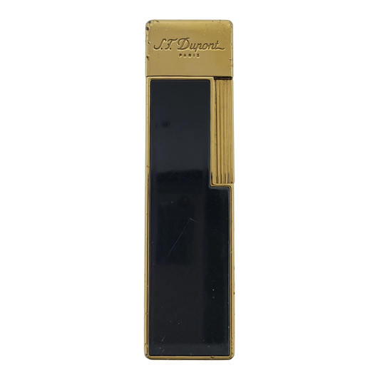Preowned S.T. Dupont Twiggy Shiny Black Lacquer & Gold Lighter, 030112-D1