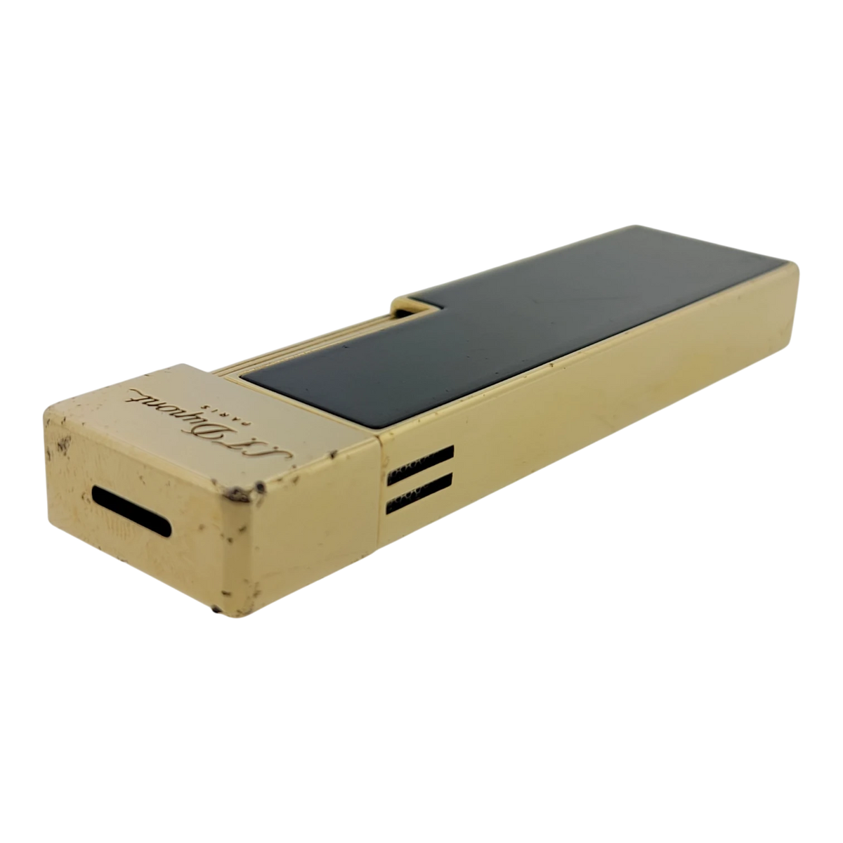 Preowned S.T. Dupont Twiggy Shiny Black Lacquer & Gold Lighter, 030112-D1