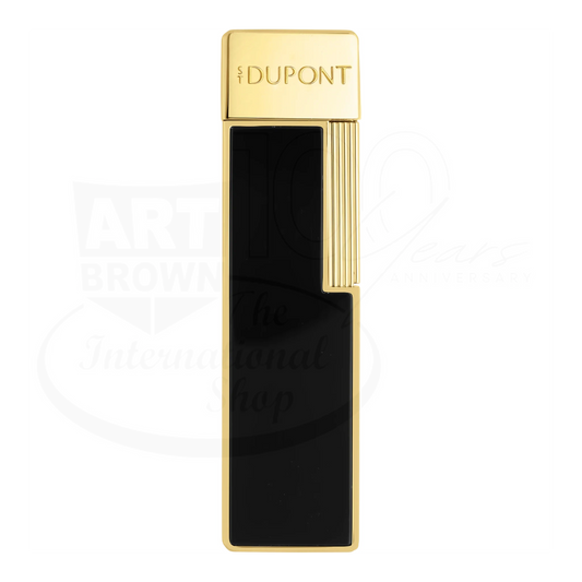 S.T. Dupont Twiggy Shiny Black Lacquer & Gold Lighter, 030112, slim rectangular gold and black lacquer metal body