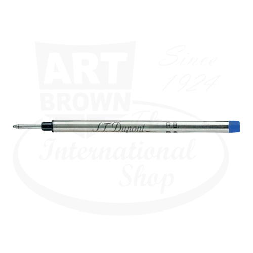 S.T. Dupont Medium Rollerball Pen Refill silver metal body with navy blue tip single refill for luxury pens