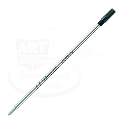 S.T. Dupont medium ballpoint pen refill with black plastic tip and metal barrel for smooth writing performance