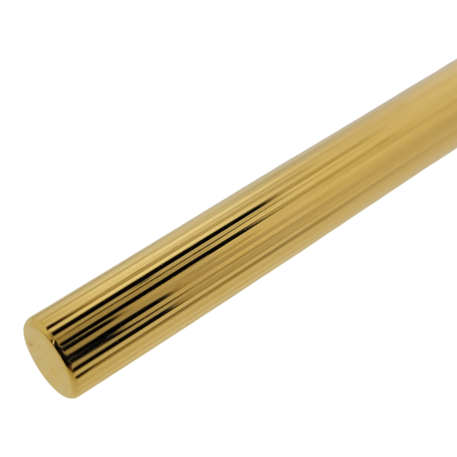 S.T. Dupont Classique 041074 fountain pen with gold finish vertical lines black lacquer clip and 18K gold nib