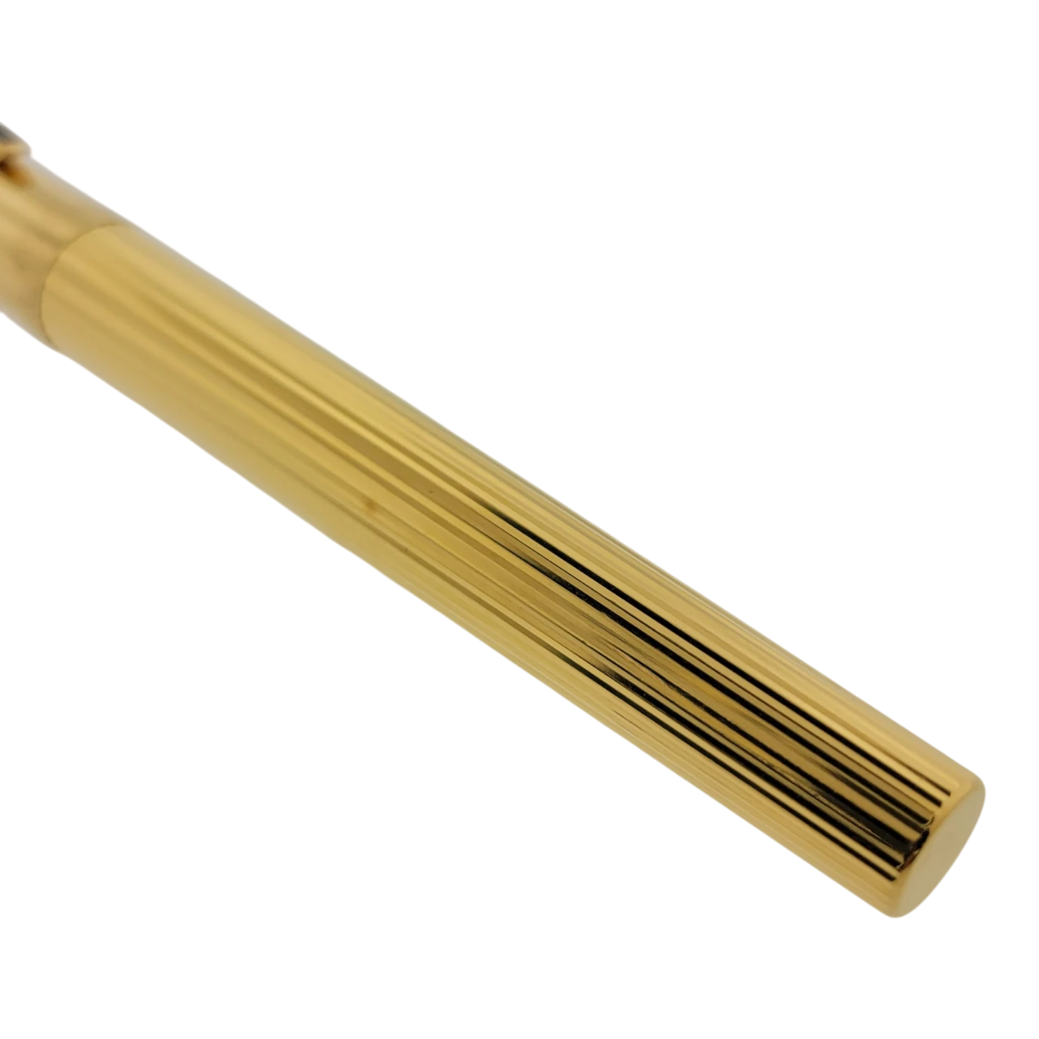 S.T. Dupont Classique 041074 gold fountain pen with vertical line pattern and black lacquer clip