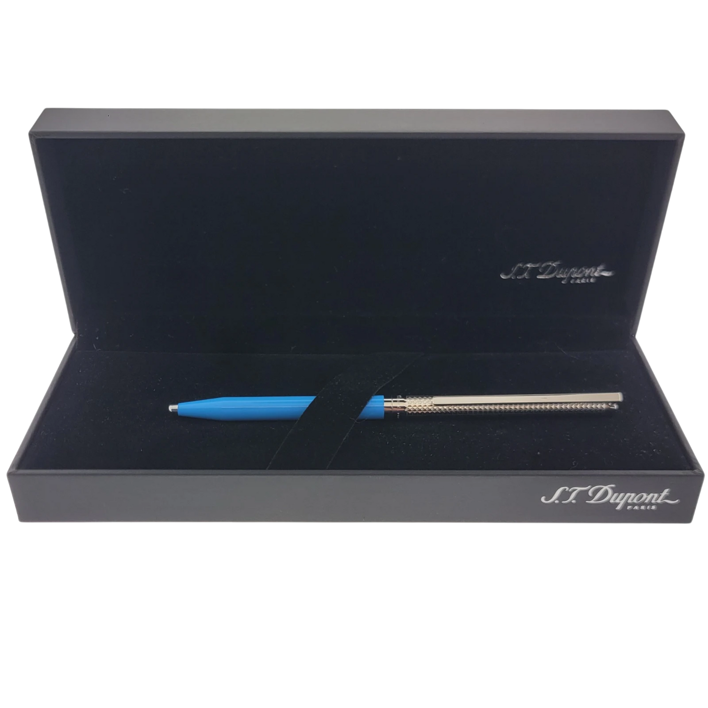S.T. Dupont Classique Blue and Palladium Diamond Head Ballpoint Pen, 045274N