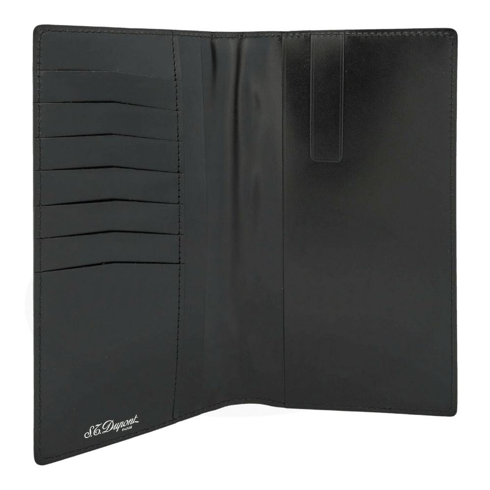 S.T. Dupont luxury pocket agenda with 7 card slots in black leather