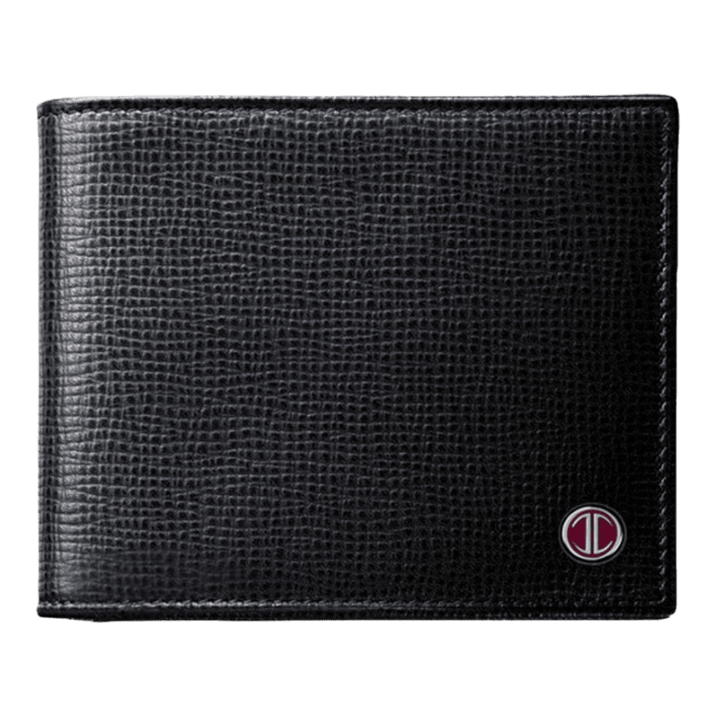 Davidoff Bifold Credit Card Holder/Wallet 10232 black leather, textured exterior, compact design with logo emblem in corner