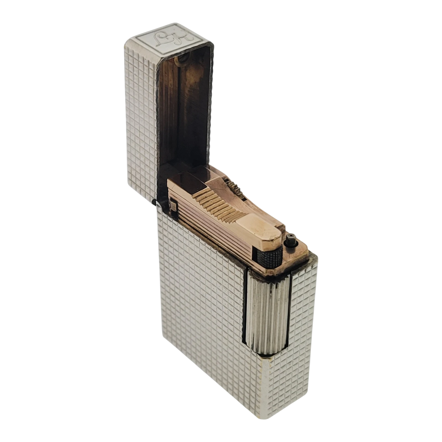 Preowned Vintage S.T. Dupont Ligne 1 BS Palladium Diamondhead Lighter, 011110