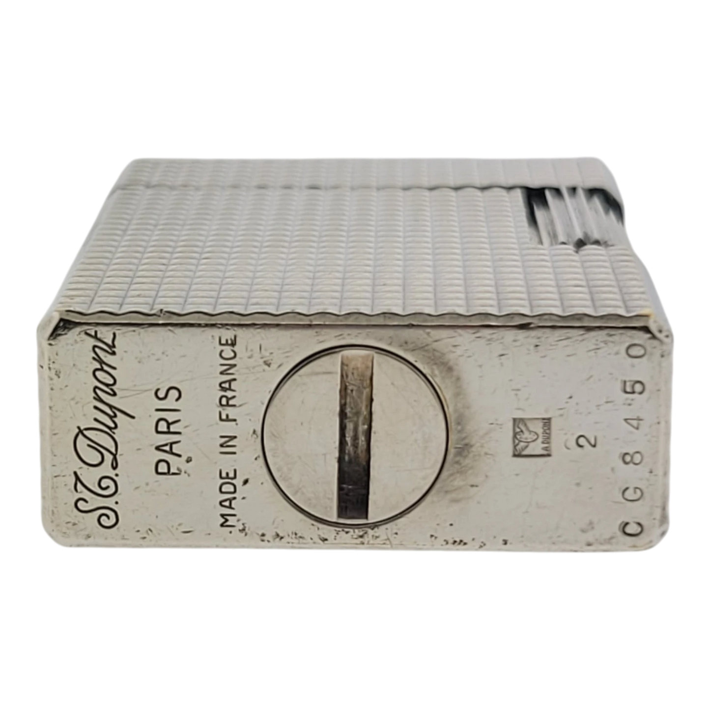 Preowned Vintage S.T. Dupont Ligne 1 BS Palladium Diamondhead Lighter, 011110
