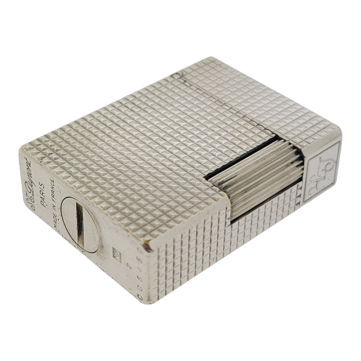 Preowned Vintage S.T. Dupont Ligne 1 BS Palladium Diamondhead Lighter, 011110