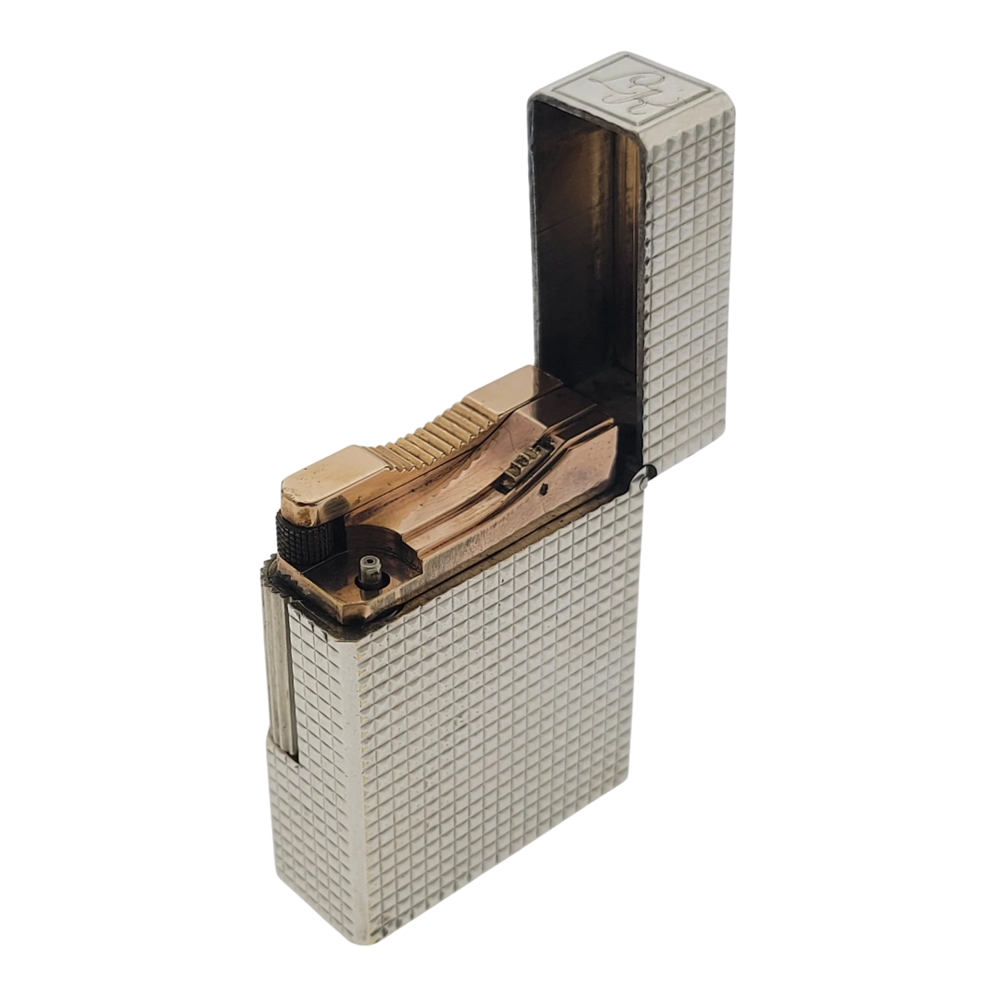 Preowned Vintage S.T. Dupont Ligne 1 BS Palladium Diamondhead Lighter, 011110