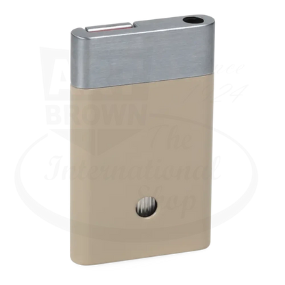 Zino ZS Jet Flame Lighter Tan metal and plastic body with gas level window, compact 2.28x1.37x0.33 in design