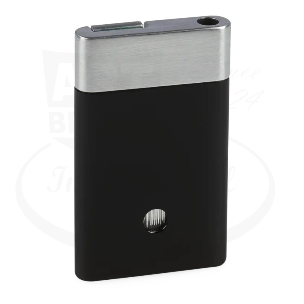 Zino ZM Jet Flame Lighter Black & Mint metal and matte body with gas level window, sleek compact design for cigars.