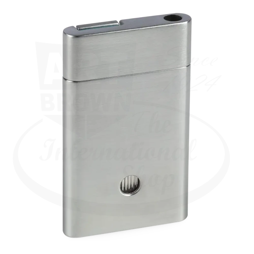 Zino ZM Jet Flame Lighter Chrome/Cyan metal body with sleek rectangular design and jet flame ignition button