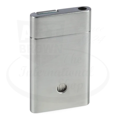 Zino ZM Jet Flame Lighter Chrome/Cyan metal body with sleek rectangular design and jet flame ignition button