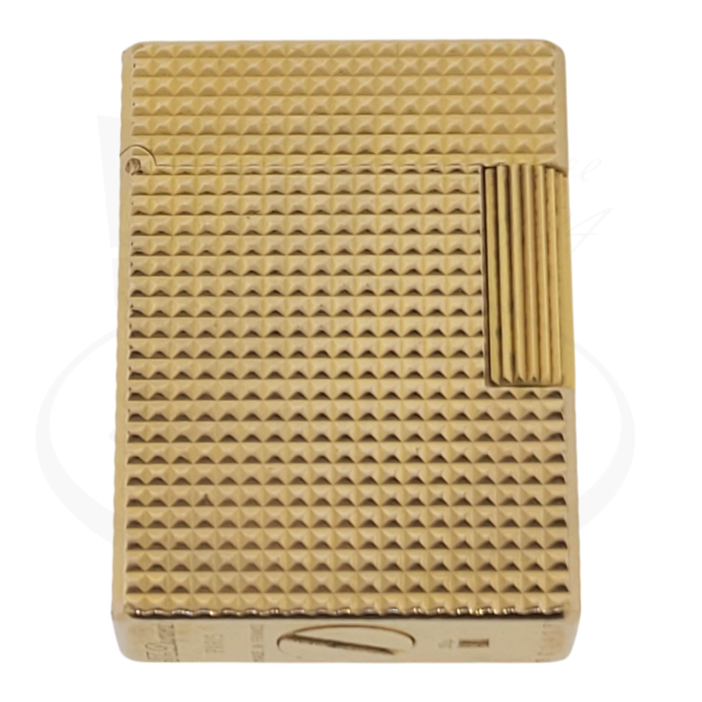 Preowned Vintage S.T. Dupont Ligne 1 Small BS Gold Diamondhead 012110-D2 gold-plated lighter with textured finish