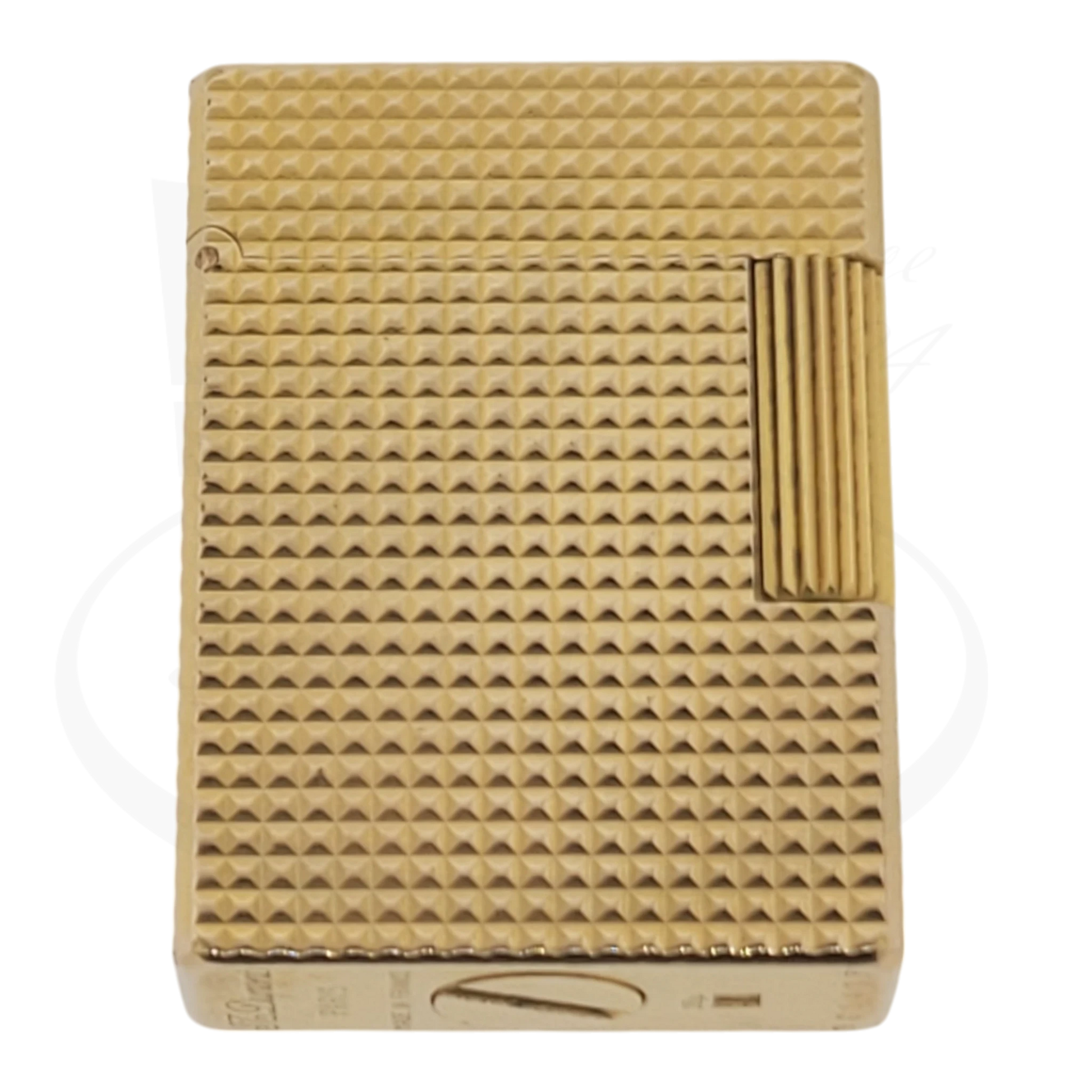 Preowned Vintage S.T. Dupont Ligne 1 Small BS Gold Diamondhead 012110-D2 gold-plated lighter with textured finish