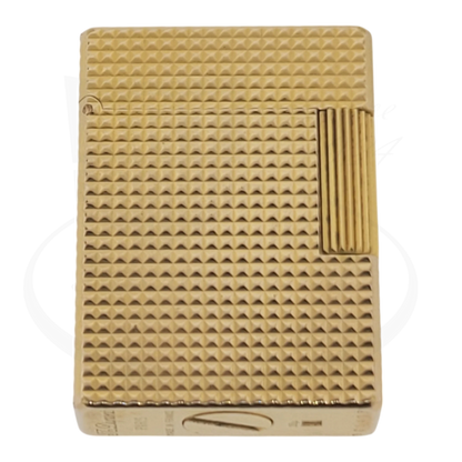 Preowned Vintage S.T. Dupont Ligne 1 Small BS Gold Diamondhead 012110-D2 gold-plated lighter with textured finish