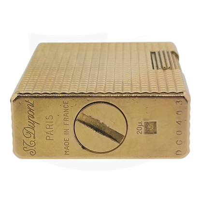 Preowned Vintage S.T. Dupont Ligne 1 Small BS Gold Diamondhead 012110-D2 gold plated lighter with textured pattern
