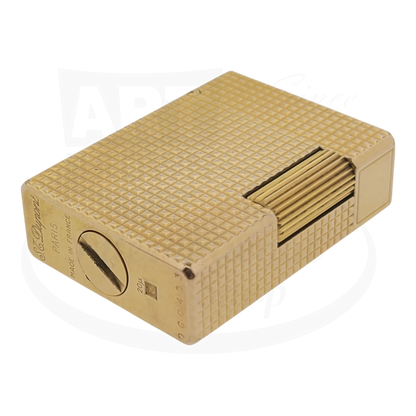 Preowned Vintage S.T. Dupont Ligne 1 Small BS Gold Diamondhead 012110-D2 gold plated lighter elegant textured surface