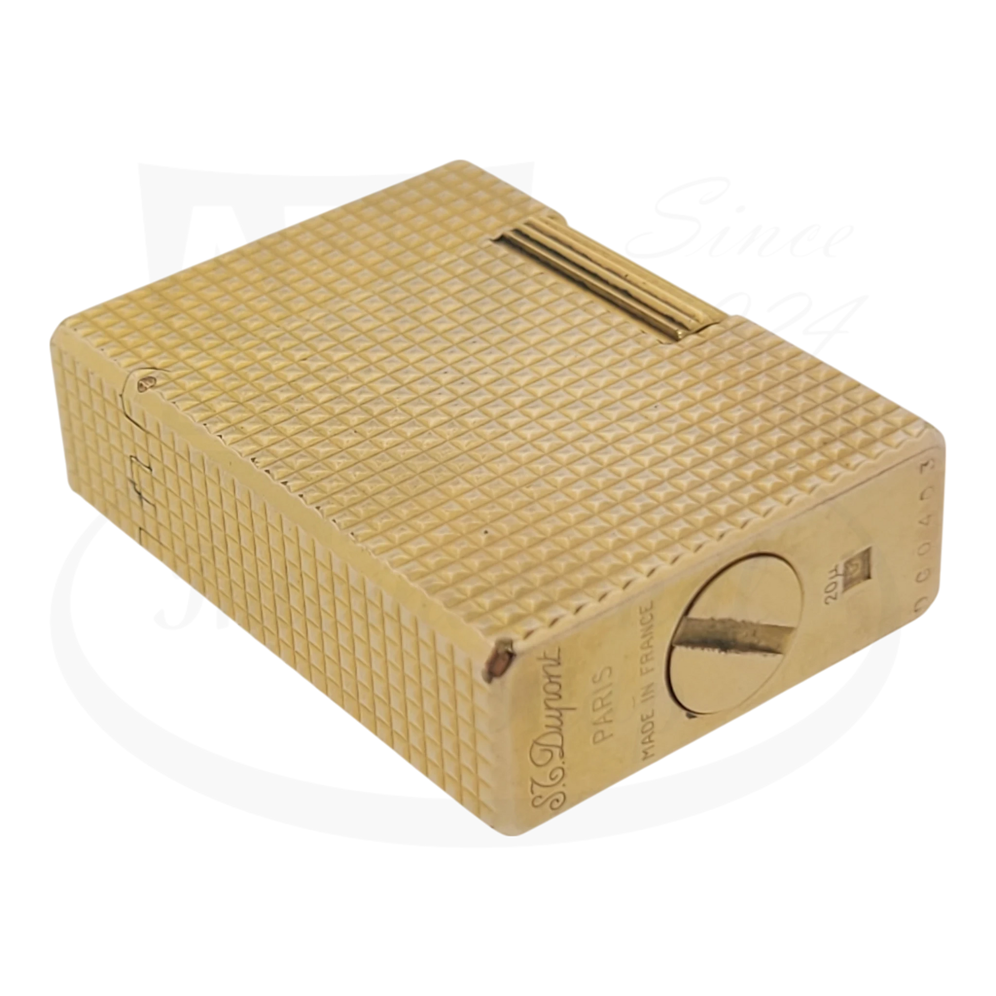 S.T. Dupont Ligne 1 Small BS Gold Diamondhead 012110-D2 gold-plated vintage lighter with diamond pattern engraving