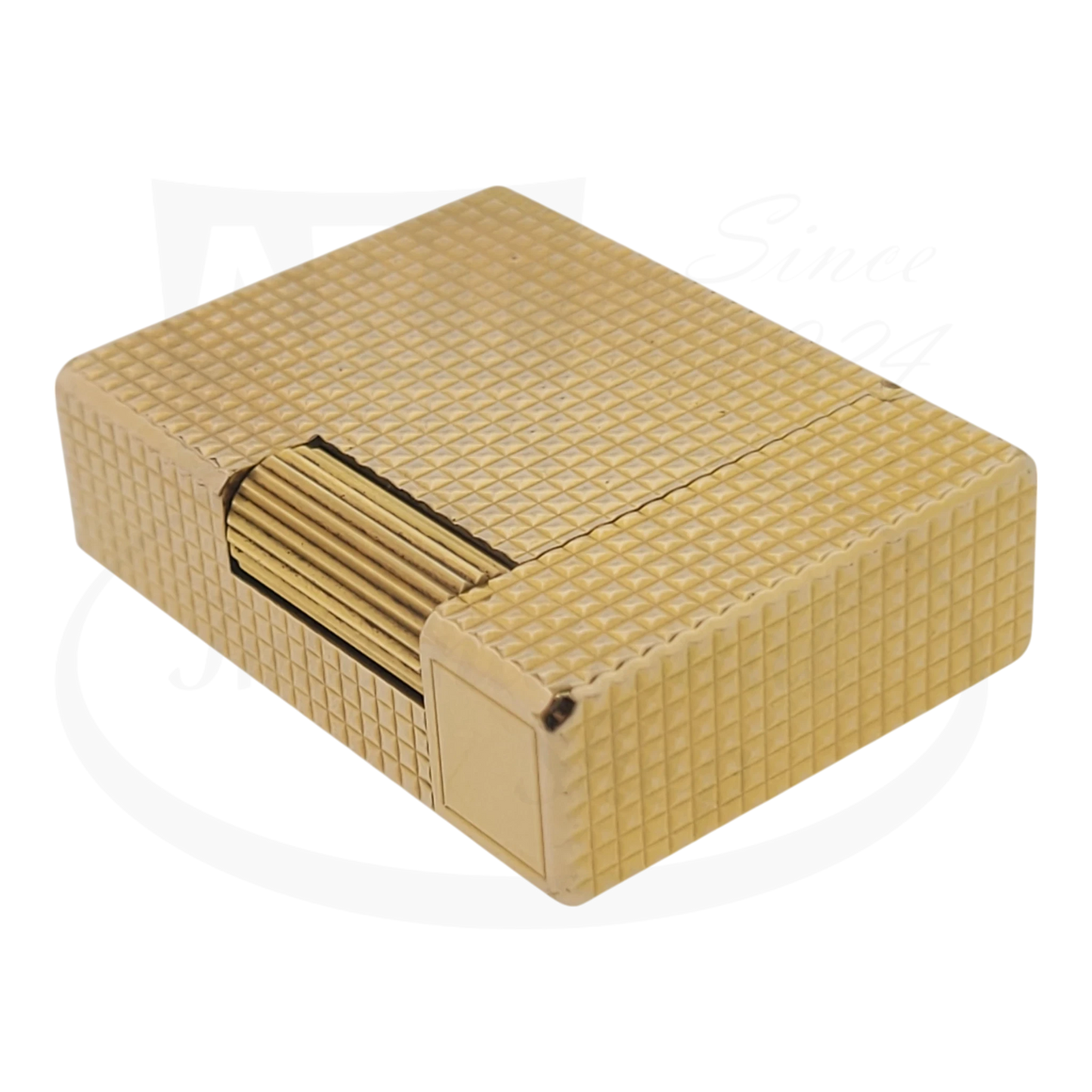 Preowned Vintage S.T. Dupont Ligne 1 Small BS Gold Diamondhead 012110-D2 gold plated lighter with diamond texture