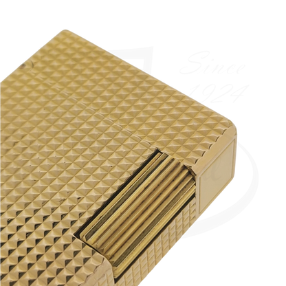 S.T. Dupont Ligne 1 Small BS 012110-D2 gold-plated vintage lighter with diamond head pattern and flint wheel ignition