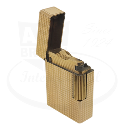 Preowned Vintage S.T. Dupont Ligne 1 Small BS Gold Diamondhead 012110-D2 gold plated lighter with textured finish