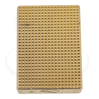S.T. Dupont Ligne 1 Small BS 012110-D2 gold plated lighter with textured diamondhead design, compact vintage metal body.